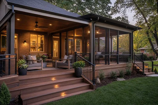 Representative screened porch and deck addition on a Midwest home
